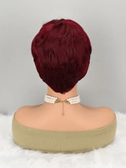 Short Pixie Wigs for Pixie Cut synthetic Wig Human Hair Short Burgundy Wigs Glueless Boy Cut Wig Red Wig for Women