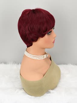 Short Pixie Wigs for Pixie Cut synthetic Wig Human Hair Short Burgundy Wigs Glueless Boy Cut Wig Red Wig for Women