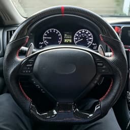 Hydro Dip Carbon Fiber Steering Wheel Red Stitching Center Line For INFINITI G25 G35 G37 QX50 Q60 2009-2013 Car Accessories