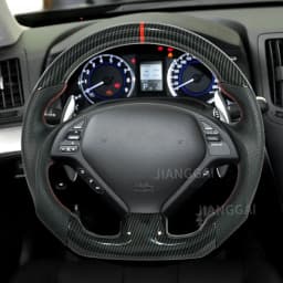 Hydro Dip Carbon Fiber Steering Wheel Red Stitching Center Line For INFINITI G25 G35 G37 QX50 Q60 2009-2013 Car Accessories