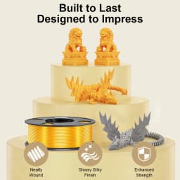 5KG Silk PLA Plastic Gold Sliver,3D Printer Filament 1.75mm 1KG/Spool Smooth Silky Consumable Fits for Most FDM 3D Printers
