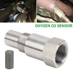 4PCS Oxygen Sensor with Mini Catalyst, Stainless Stee Oxygen Sensor Filter Adapter, M18x1.5 Universal O2 Sensor Connector