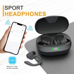 True Wireless Earbuds, Tws Headphones with Microphone, Sports Ear Clip Headphones, Stereo In-Ear Headphones with Led Display