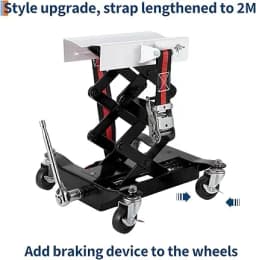 450 Lbs Low Profile Transmission Jack with Safety Straps Auto Repair 7-23" Lift with 2M Safety Straps & 4 Brake Wheels,black