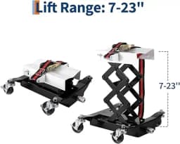 450 Lbs Low Profile Transmission Jack with Safety Straps Auto Repair 7-23" Lift with 2M Safety Straps & 4 Brake Wheels,black