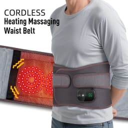 Heating Vibration Massager Belt, Dual Red Light Hot Compress Waist Support Brace Waist Back Massage Lumbar Support Belt