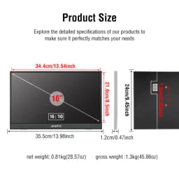 16 inch Portable Monitor 144Hz HDR IPS Gaming Monitor USB TYPE C HDMI for Phone Laptop Desktop Switch PS4 XBOX