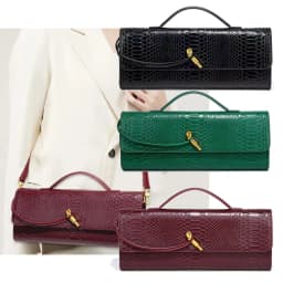 PU Leather Fashion Luxury Top-Handle Bag For Women Evening Handbag Long Purse Crocodile Pattern Crossbody Shoulder Bags