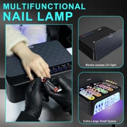 LED Nail Lamp Luxury Cordless UV Light for Gel Nails with Red Light Skincare4+2 Timer Modes TwoHand Design Professional Nail