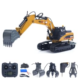 US Stock HUINA New Upgrade 580 1/14 Metal Excavator RC Engineering Vehicles Electric Model Toys Ball Grabber Shear Claw Sound Lights Remote Control Cars Toys