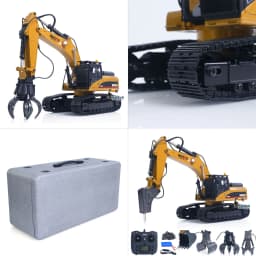 US Stock HUINA New Upgrade 580 1/14 Metal Excavator RC Engineering Vehicles Electric Model Toys Ball Grabber Shear Claw Sound Lights Remote Control Cars Toys