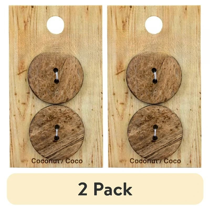 (2 pack) Beige 1 1/8" Medium 2-Hole Coconut Buttons, 2 Pieces