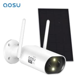 AOSU 3MP Wifi Solar Camera 100% Wire-free Outdoor Built-in Battery Security Camera Color Night Vision 2-Way Audio CCTV Cam