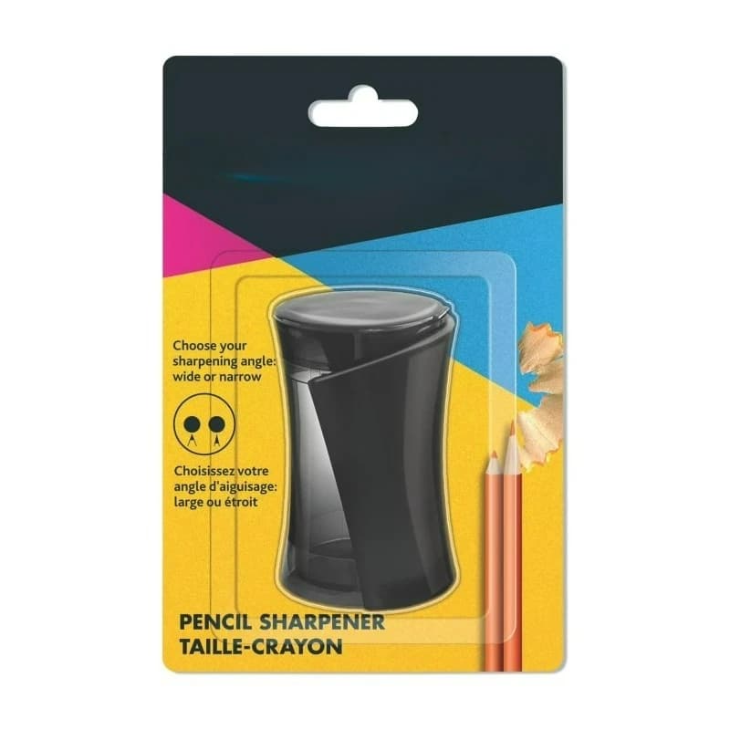 Pencil Sharpener, Two Holes, Handheld, Black, 1 Count
