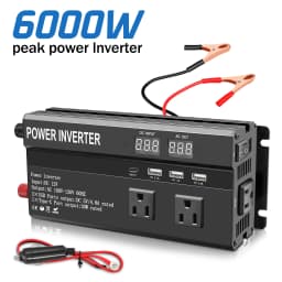 6000W Car Power Inverter DC 12V To AC 110V Pure Sine Wave Solar Power Converter 60Hz LCD Screen Display Portable Power Supply