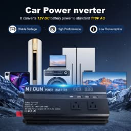 6000W Car Power Inverter DC 12V To AC 110V Pure Sine Wave Solar Power Converter 60Hz LCD Screen Display Portable Power Supply