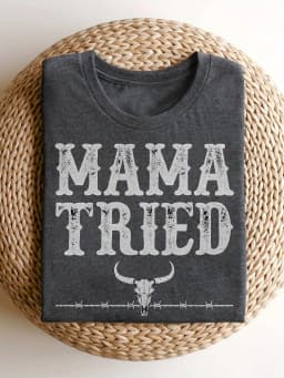 Plus Size Women's Short Sleeve T-Shirt Mama Tried Bull Skull Barbed Wire breathable fabric summer outfits women's clothing