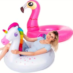 Joyfy 2Pack Flamingo Unicorn Pool Float Fun Floaties Inflatable Swimming Pool Tubes Toys Summer Vacation Party Toys for Kids