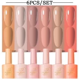 6PCS Gel Nail Polish Set - Warm Peach & Skin Tone Colors, Soak Off UV/LED Gel Polish Kit for DIY Manicure & Salon