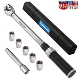 GOYOJO 1/2 inch Drive Click Torque Wrench Set, 14.75-155 Ft-lbs/20-210 N.m with Dual Range Scales, High 3% Precision for Automotive, Towing, DIY, and Exhaust System Maintenance