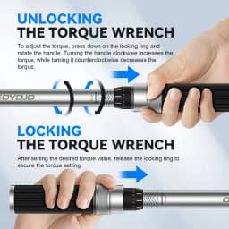 GOYOJO 1/2 inch Drive Click Torque Wrench Set, 14.75-155 Ft-lbs/20-210 N.m with Dual Range Scales, High 3% Precision for Automotive, Towing, DIY, and Exhaust System Maintenance