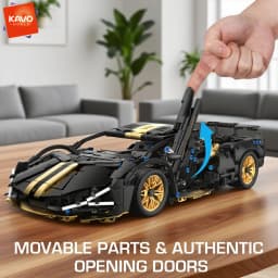 KAVOWORLD 1:14 Scale Supercar Building Blocks Set 1280PCS Black Gold Sports City Car Building Toy with Movable Tail Openable Cockpit DIY Construction Model Kit Perfect Birthday Christmas Gifts