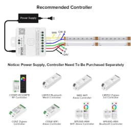 FCOB RGBCCT LED Light Strip 6Pin 12mm DC24V 960 LEDs RGB CW WW FOB Flexible COB Linear Lights High Density RA90 Dimmable Strip