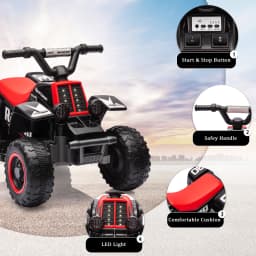 6V Kids Ride On Electric ATV, Ride Car with LED Headlights, Ride-On Toy for Toddlers 1-3 Boys & Girls with Music, Forward & Reverse