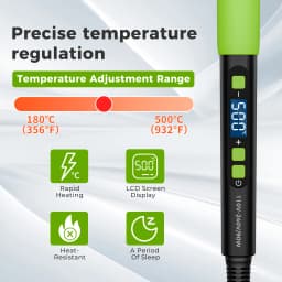 90W Soldering Iron Kit | 5 Tips & Stand, LCD, Auto-Sleep, Fast Heat. 180-500°C (356-932°F). For Repair, Metalworking & DIY