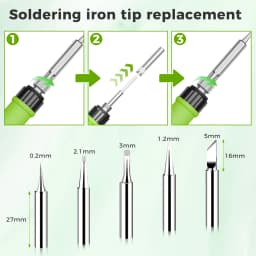 90W Soldering Iron Kit | 5 Tips & Stand, LCD, Auto-Sleep, Fast Heat. 180-500°C (356-932°F). For Repair, Metalworking & DIY
