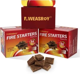 Fire Starter Squares 64 - Fire Starters for Fireplace,Chimney,BBQ Grill,Camping Fire,Wood Stove - Water Resistant and Safe Odourless - Camping Accessories
