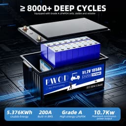 US Stock APP Control 48V 105ah Lifepo4 Battery Pack 3A Active Balancing 5736WH With Charger LCD Screen 16S 200A Smart BMS 51.2V Rechargeable Golf Cart Battery For RV Home Solar Energy Storage Golf Cart Battery