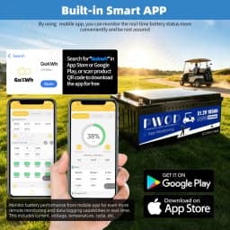 US Stock APP Control 48V 105ah Lifepo4 Battery Pack 3A Active Balancing 5736WH With Charger LCD Screen 16S 200A Smart BMS 51.2V Rechargeable Golf Cart Battery For RV Home Solar Energy Storage Golf Cart Battery