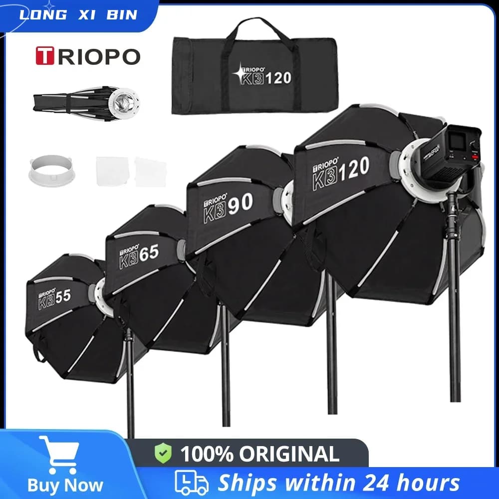 TRIOPO K3 Series 65cm 90cm 55cm 120cm Quick-Setup Octagon Softbox Bowens Mount for Godox Aputure Sokani Studio LED Video Light