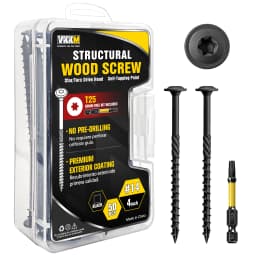 50Pcs T25 Structural Wood Screws #14x4", Self Tapping Star Drive with 50mm Free Bit, Heavy Duty Exterior Coating for Deck Framing DIY