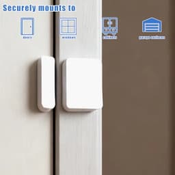 For SimpliSafe entry sensors: pre-cut double-sided adhesive pads in white, durable acrylic material, strong hold for door, wind