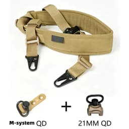 Tactical Adjustable 1/2 Point Crossbody Rope Nylon Rifle Shoulder Strap Outdoor Hunting AR15 Sling with M-system QD+21MM QD