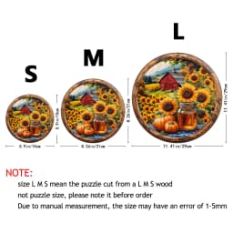 Vintage Farm Sunflower Wooden Puzzle, 5A Difficulty Unique Shaped Pieces Family Activity Gift