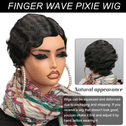 Short Finger Wave Wig Human Hair Wig For Women Brown Short Ocean Wave Wig Pixie Cut Wigs for Woman Natural Color