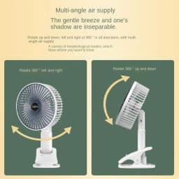 Oscillating Table Fan with Sturdy Clamp and 360-Degree Tilt Head, Rechargeable Small Fan for Desk, Powerful Airflow, Portable Air Circulator Mini Fans