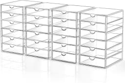 Acrylic Makeup Drawer Organizer with 24 Drawers, Stackable Desk Storage for Cosmetics, Jewelry, Office Supplies, Bathroom