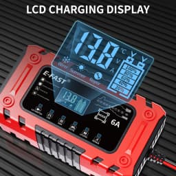 12V 6A Smart Battery Charger With Adapter Mode for AGM LiFePO4 Cars Boat Truck