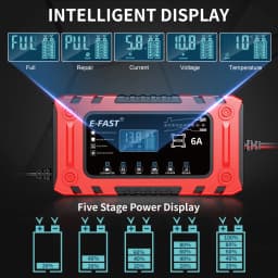 12V 6A Smart Battery Charger With Adapter Mode for AGM LiFePO4 Cars Boat Truck
