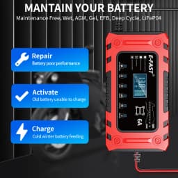 12V 6A Smart Battery Charger With Adapter Mode for AGM LiFePO4 Cars Boat Truck