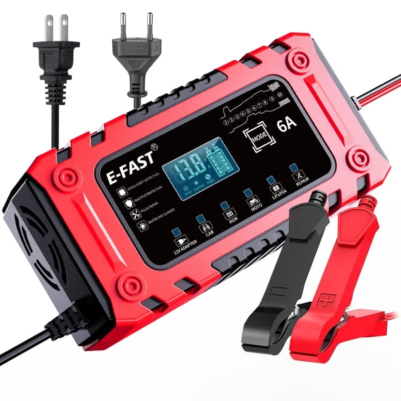 12V 6A Smart Battery Charger With Adapter Mode for AGM LiFePO4 Cars Boat Truck