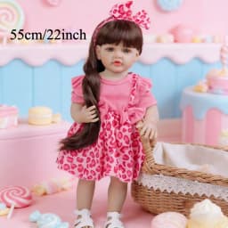 BZDOLL 55cm Full Body Soft Vinyl Reborn Doll, 22in Lifelike Princess Toddler Doll, Long Hair Toy Bebe Birthday Gift for 3+ Kids