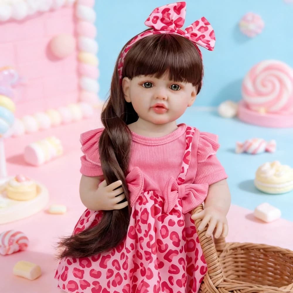 BZDOLL 55cm Full Body Soft Vinyl Reborn Doll, 22in Lifelike Princess Toddler Doll, Long Hair Toy Bebe Birthday Gift for 3+ Kids