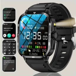 Outdoor Men'S Smart Watch 2.01 Inch-Hd-Full Touch Screen Display Wireless Call/Answer, Multiple Sports Modes ,Outdoor Information Reminder,Weather Forecast,Music Control,Suitable for Iphone and Android