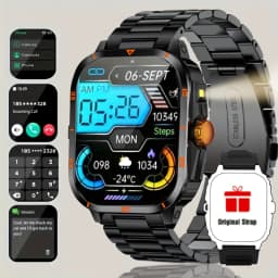 Outdoor Men'S Smart Watch 2.01 Inch-Hd-Full Touch Screen Display Wireless Call/Answer, Multiple Sports Modes ,Outdoor Information Reminder,Weather Forecast,Music Control,Suitable for Iphone and Android