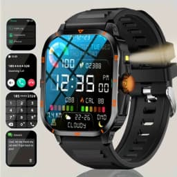 Outdoor Men'S Smart Watch 2.01 Inch-Hd-Full Touch Screen Display Wireless Call/Answer, Multiple Sports Modes ,Outdoor Information Reminder,Weather Forecast,Music Control,Suitable for Iphone and Android